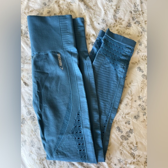 Gymshark Pants - Gymshark: Blue Leggings with Cutout Detailing: Size S
